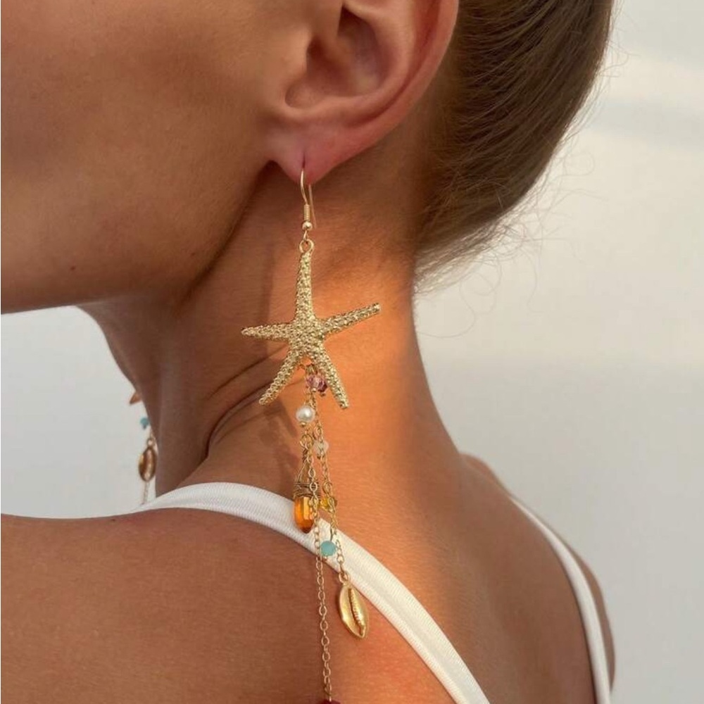 Gold Starfish Dangle Earrings